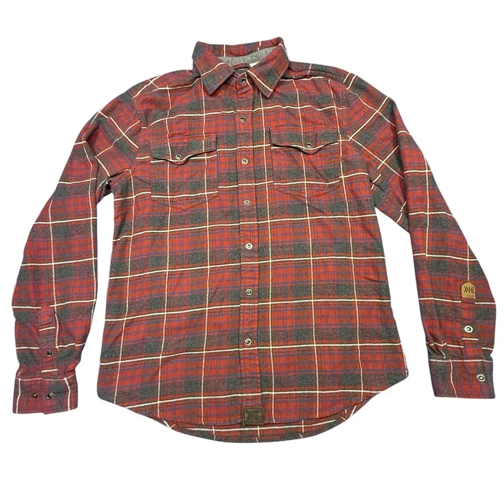 Dakota Grizzly Riley Flannel Shirt In Crimson Size Medium - Picture 1 of 13